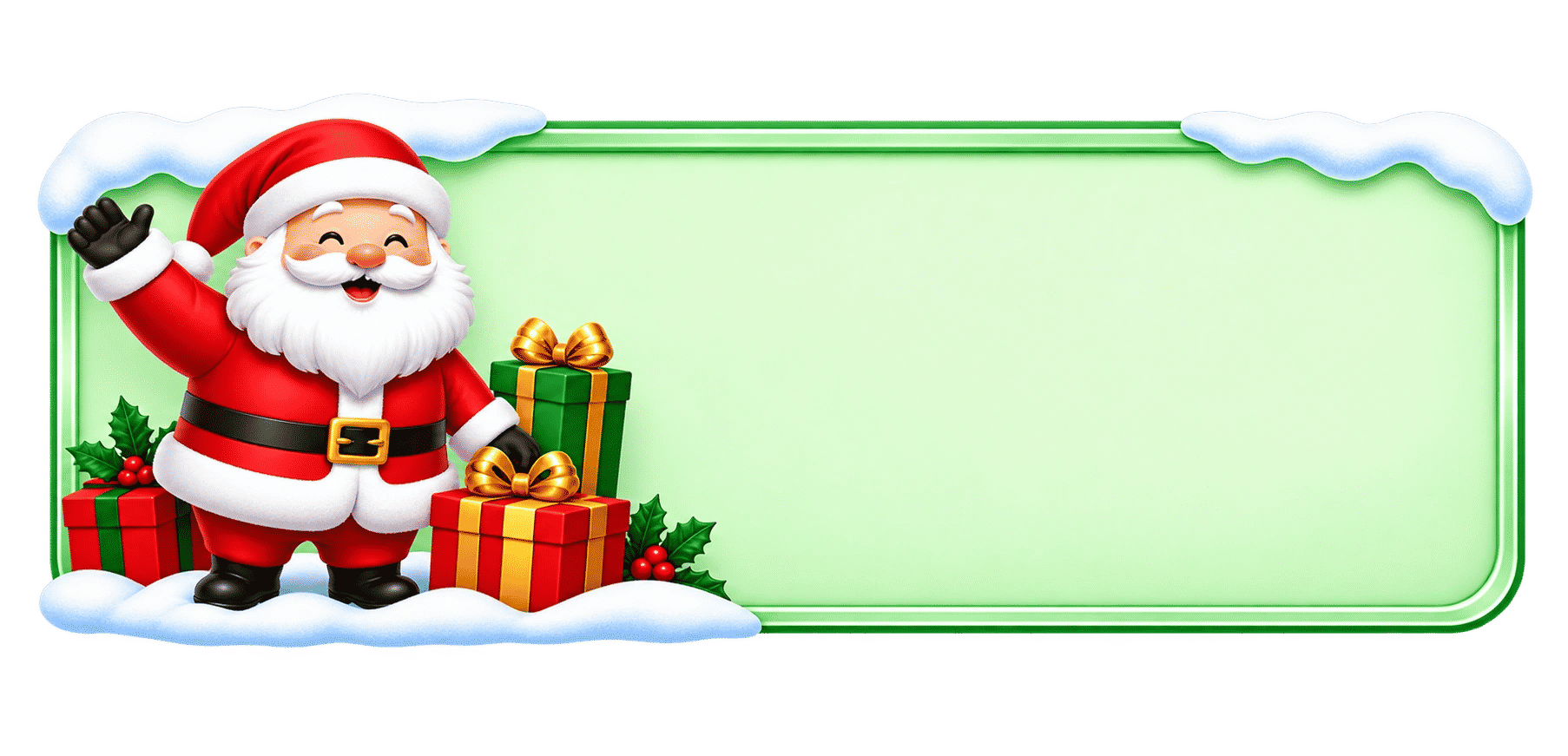 Santa and gifts Christmas party banner