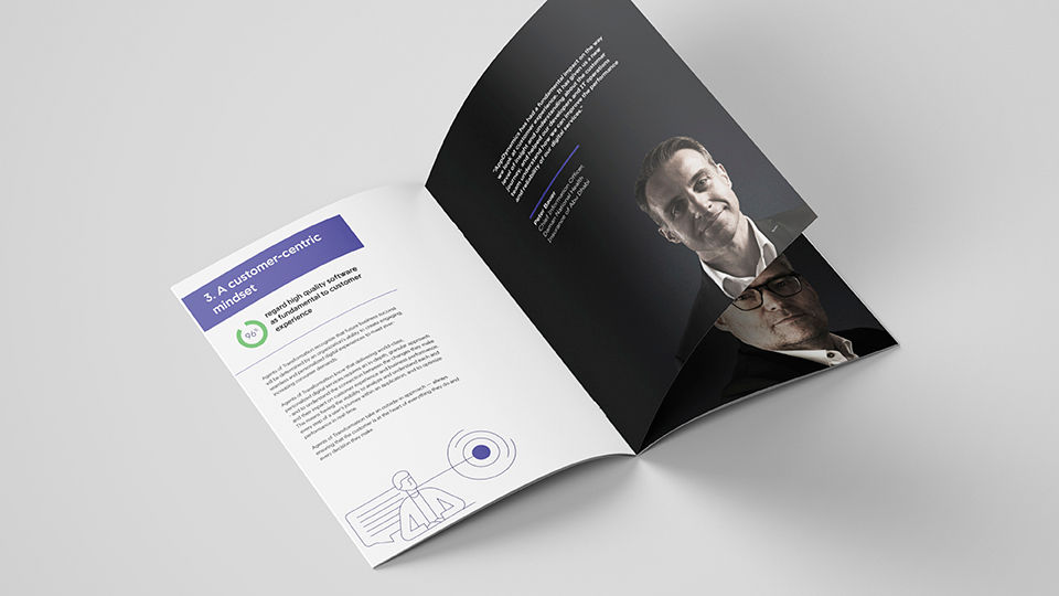 An open brochure, featuring some branded articles for AppDynamics