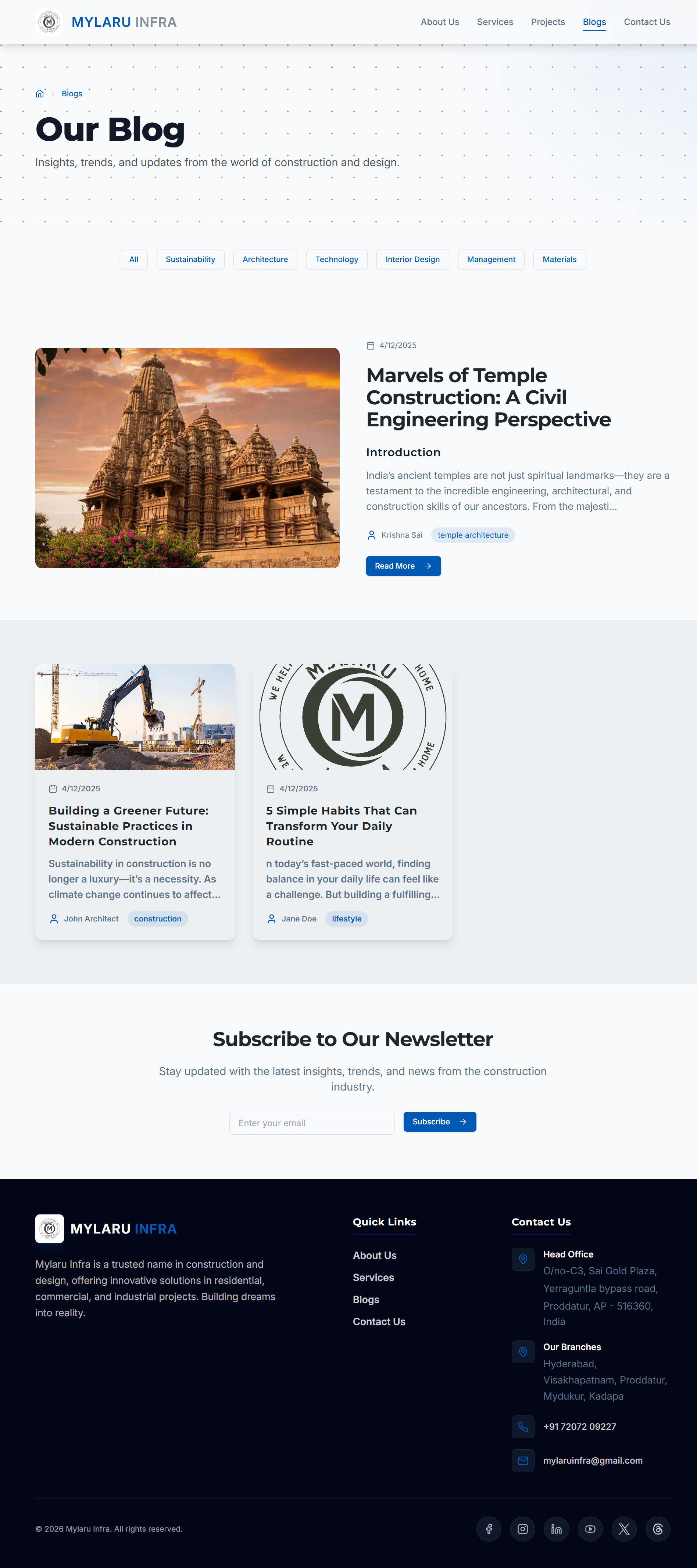 Mylaru Infra — Construction Company Website with Admin Dashboard artifact 5