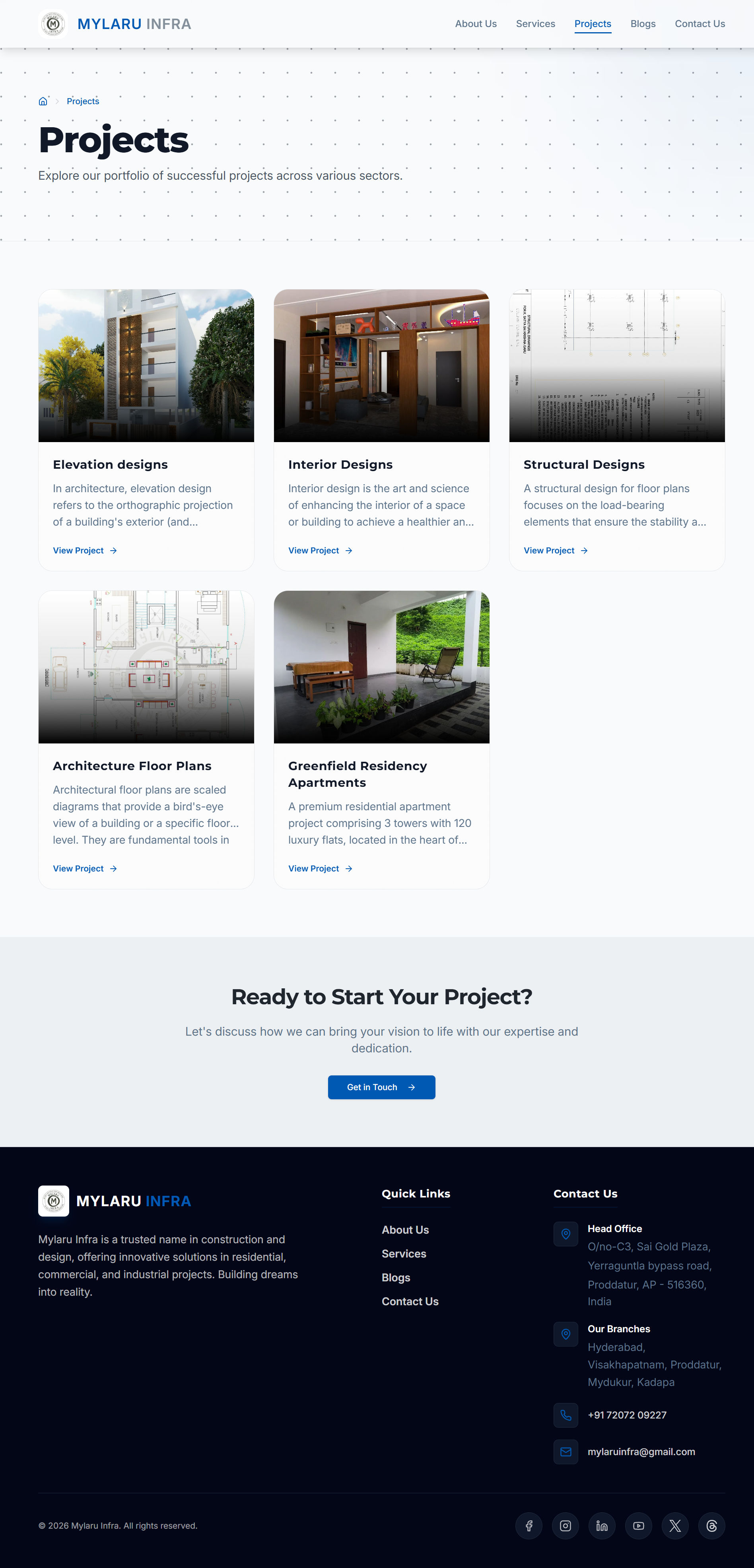 Mylaru Infra — Construction Company Website with Admin Dashboard artifact 3