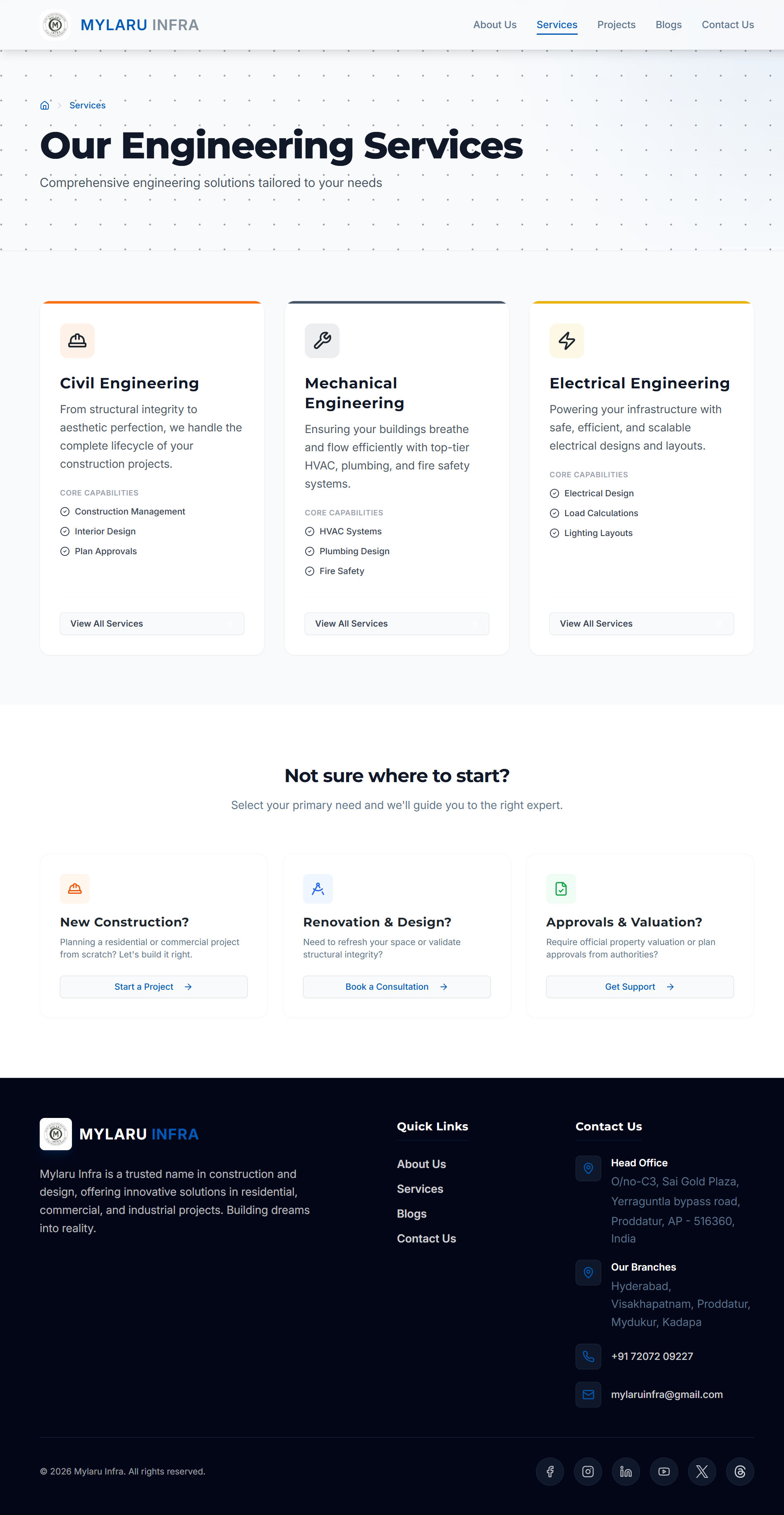 Mylaru Infra — Construction Company Website with Admin Dashboard artifact 2