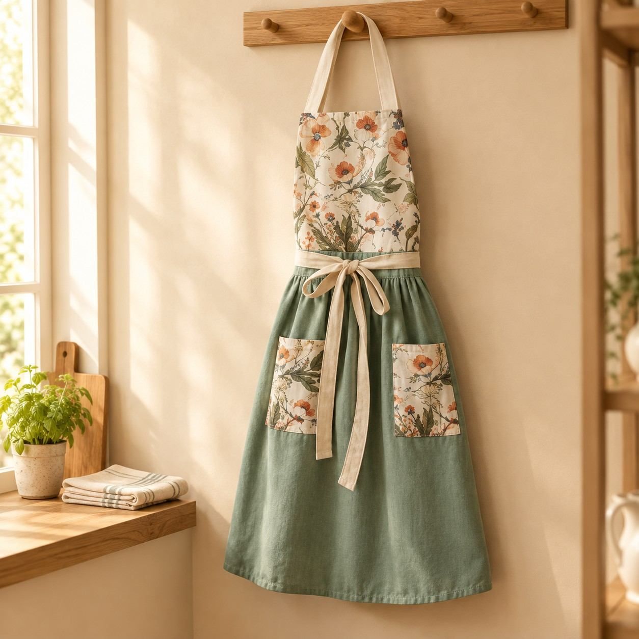 Vintage Pinafore Apron for Women with Pockets