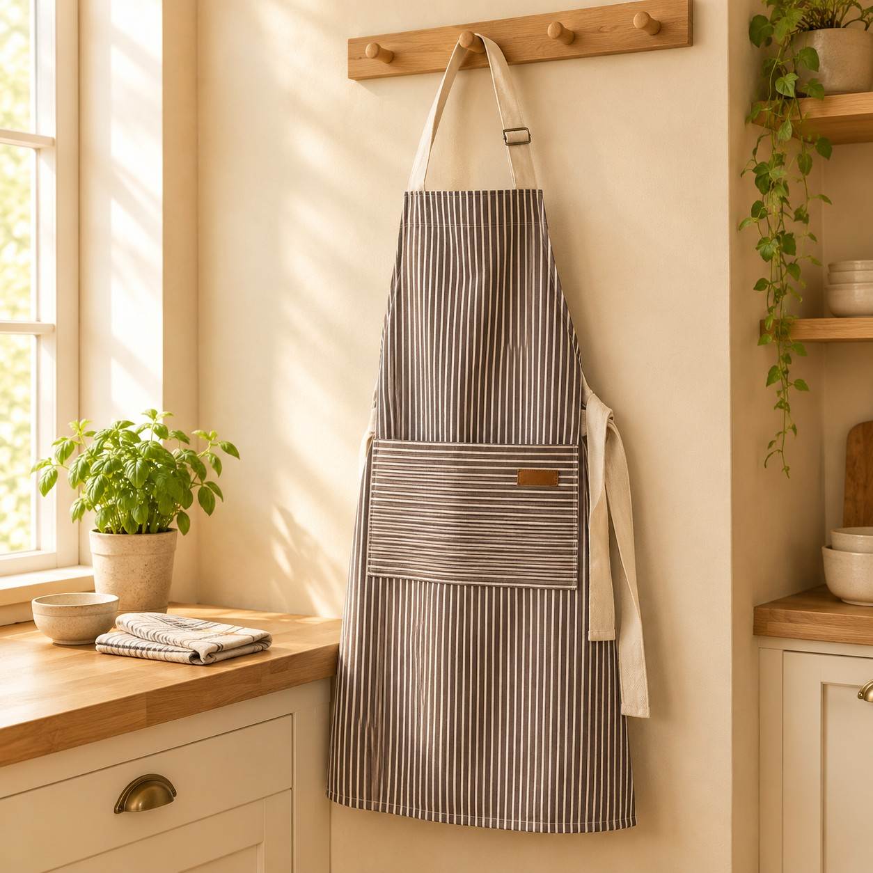 Adjustable Striped Kitchen Apron