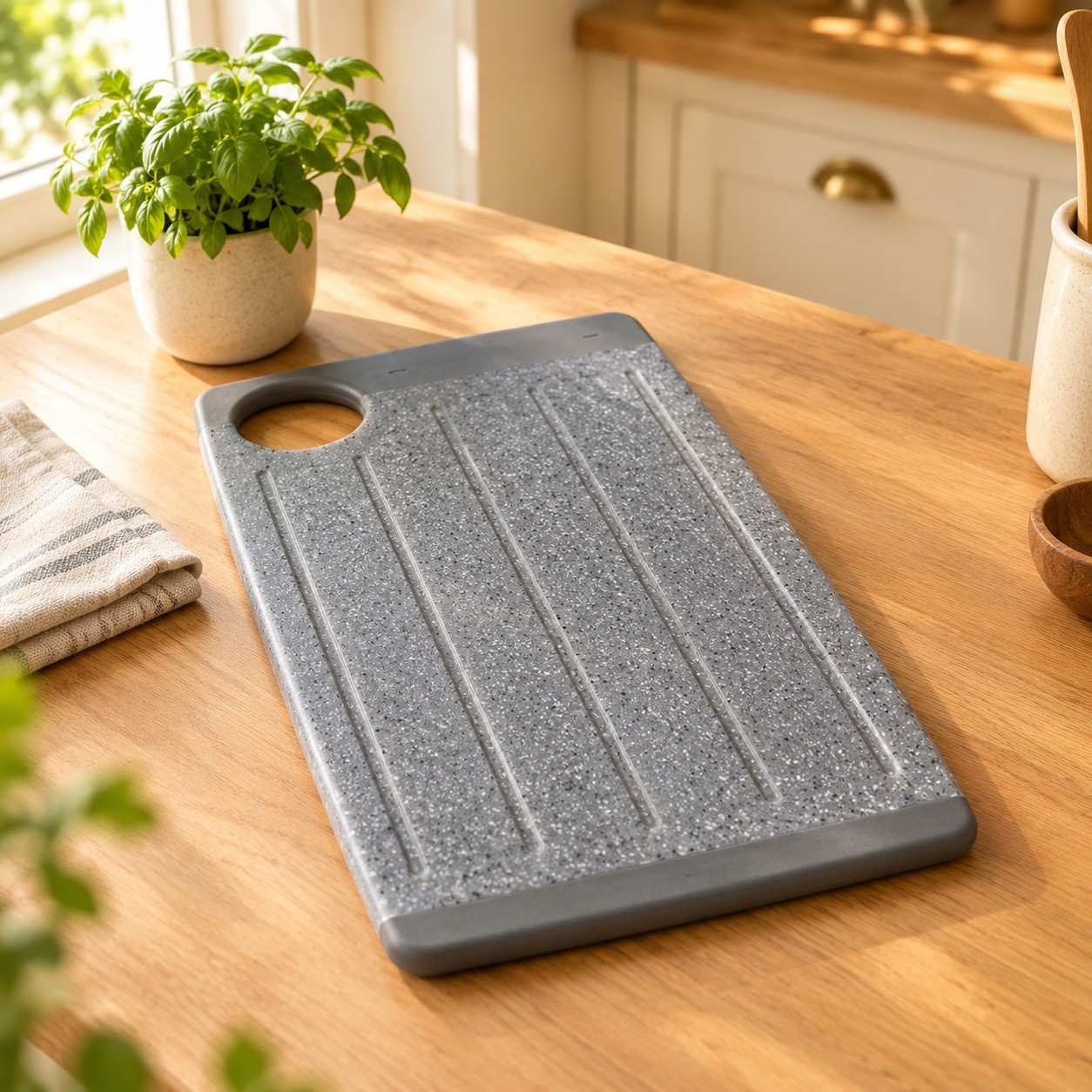 Large Grey Cutting Board with Juice Grooves