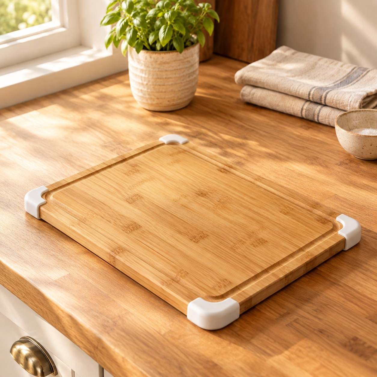 Bamboo Nonslip Cutting Board with Juice Groove