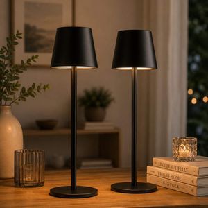 Kakanuo Cordless Table Lamp Rechargeable Black - KK 2 Pack 5000mAH Battery Operated Lamp for Counter, 3 Color Stepless Dimming Wireless Lamp for Dining Kitchen, Outdoor Patio, Touch Control