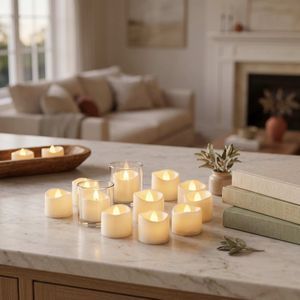Homemory 24-Pack Flameless LED Tea Lights Candles Battery Operated, 200+Hour Fake Electric Candles TeaLights for Votive, Aniversary, Wedding Centerpiece Table Decor, Funeral, Halloween, Christmas