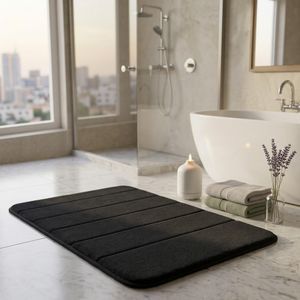 Buganda Memory Foam Bath Mat, 30" x 20", Ultra Soft Bathroom Rugs, Water Absorbent and Machine Washable Bath Rug for Bathroom, Shower, and Tub, Black