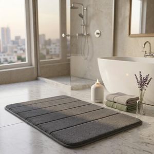 GORILLA GRIP® Memory Foam Bath Rugs, Soft Absorbent Velvet Bathroom Mats, Durable Dots on Underside, Machine Washable Bathmat, Carpet Rug Room Decor for Shower Floor, 24x17 Mat, Graphite Gray