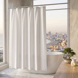 N&Y HOME Fabric Shower Curtain or Liner with Magnets - Soft Cloth Shower Liner with Hotel Quality, Machine Washable - White, 72x72
