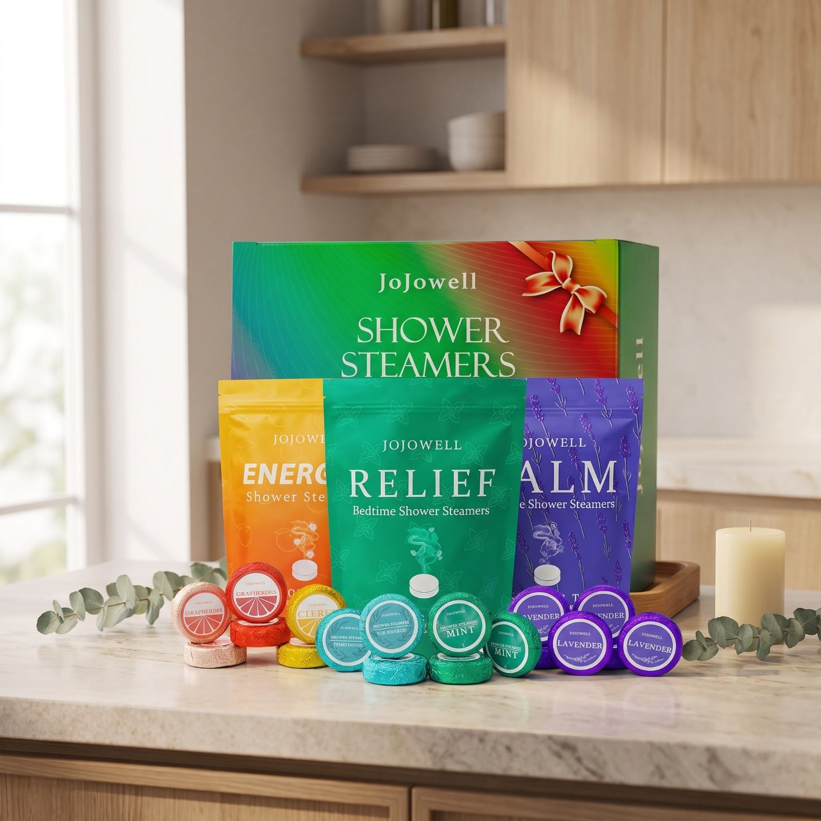 JoJowell Shower Steamers Aromatherapy - 18 Pack Birthday Gifts for Women & Men, Mom Wife Grandma Sister Her Teens, Self Care with Natural Essential Oils Relaxation Home SPA