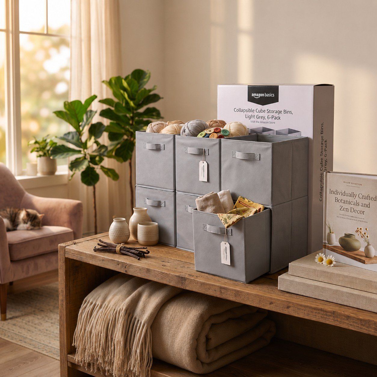 Amazon Basics Fabric Storage Cubes (6-Pack)