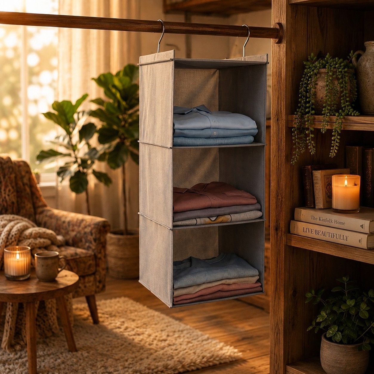3-Shelf Hanging Closet Organizer