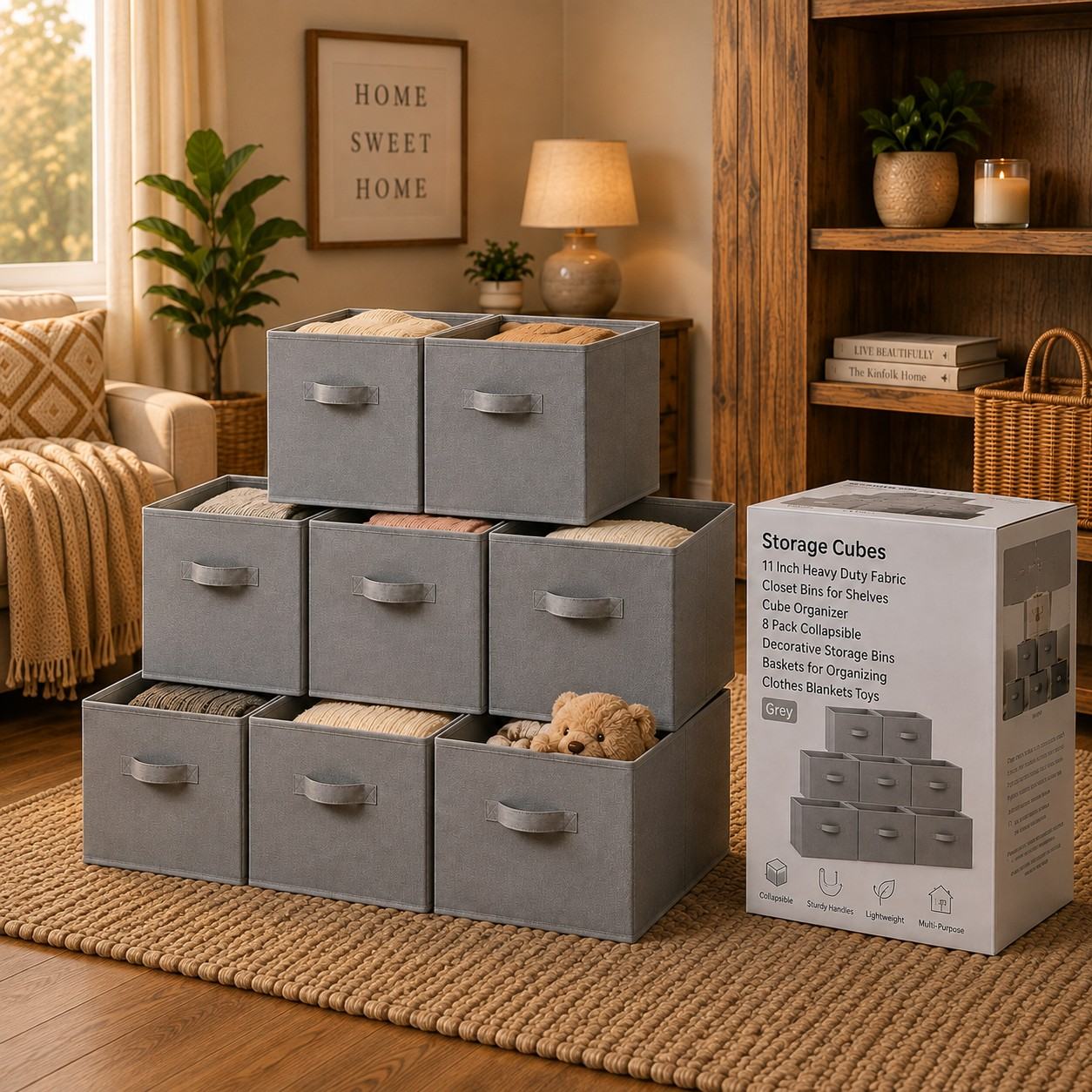 Collapsible Fabric Storage Cubes (8-Pack)