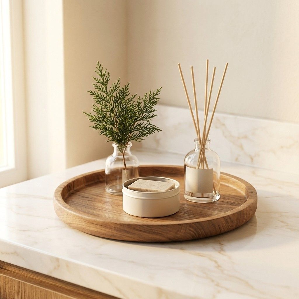 Round Wooden Vanity Counter Tray (10")