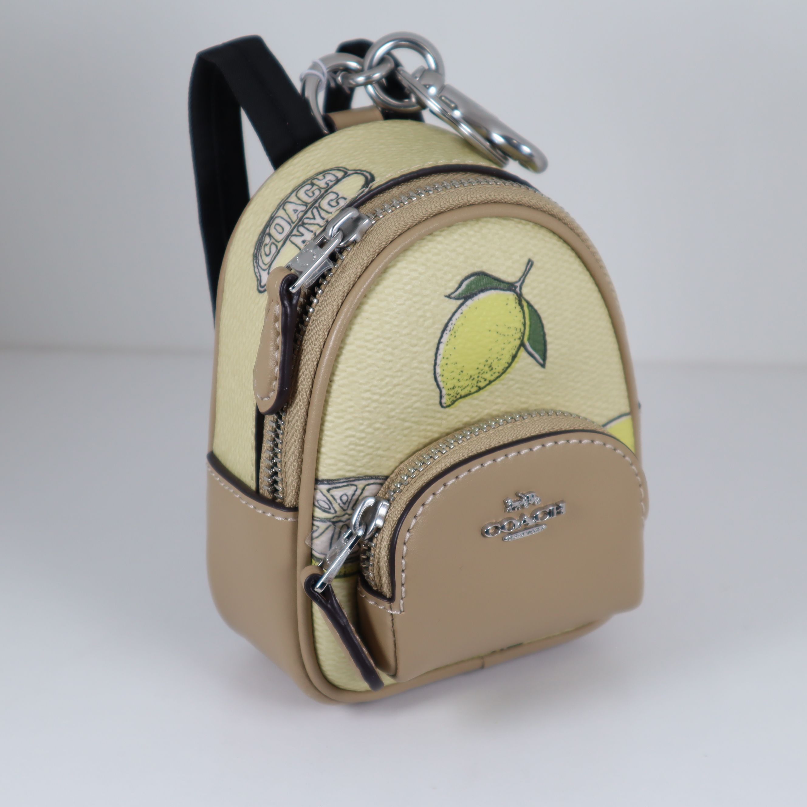 Coach Mini Court Backpack Bag Charm with Lemon Print CAP03 NWT | eBay