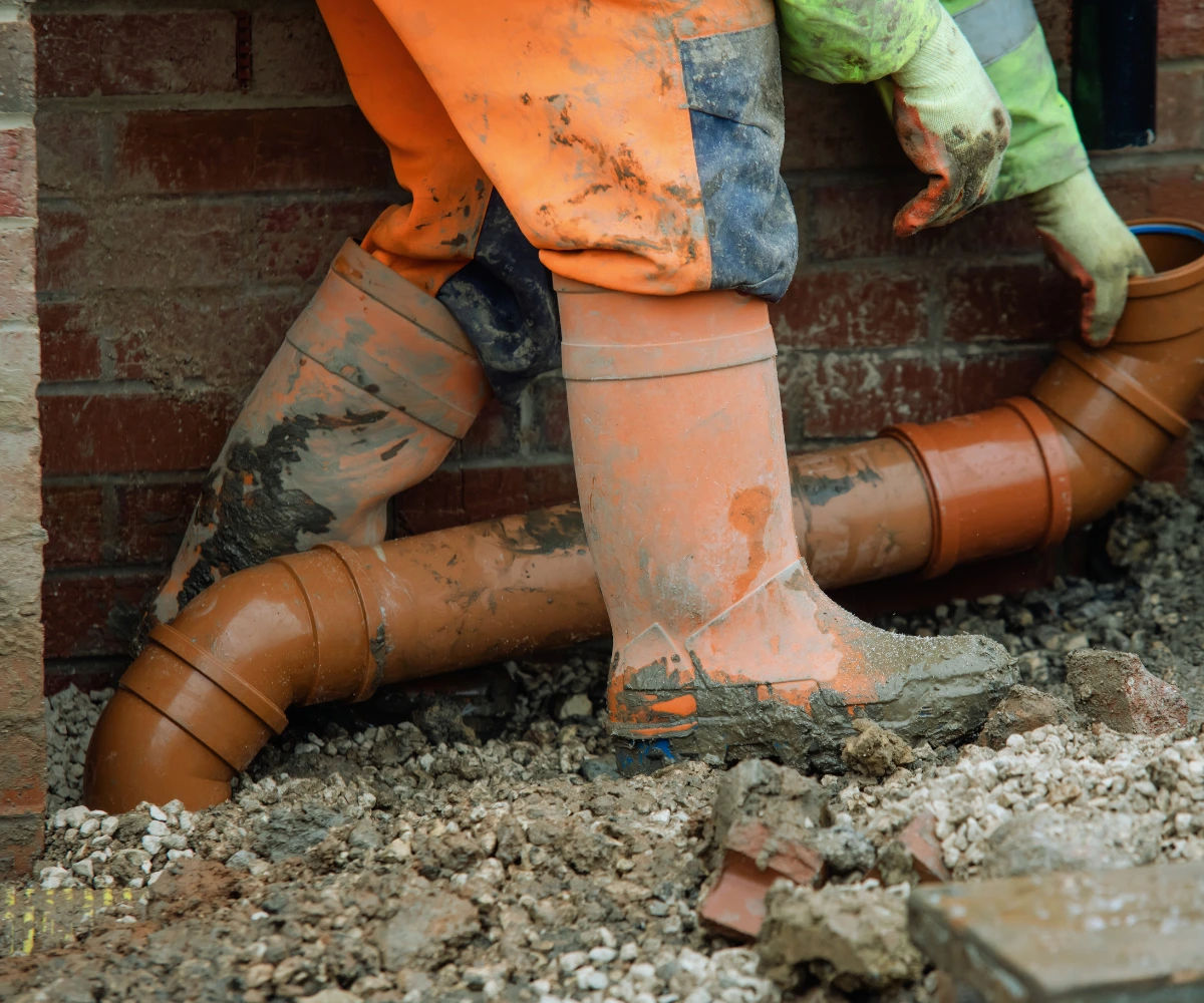 plumber checking the pipes for blockages Clearing Grease Build-Up in Drains After Dairy Waste Warnings
