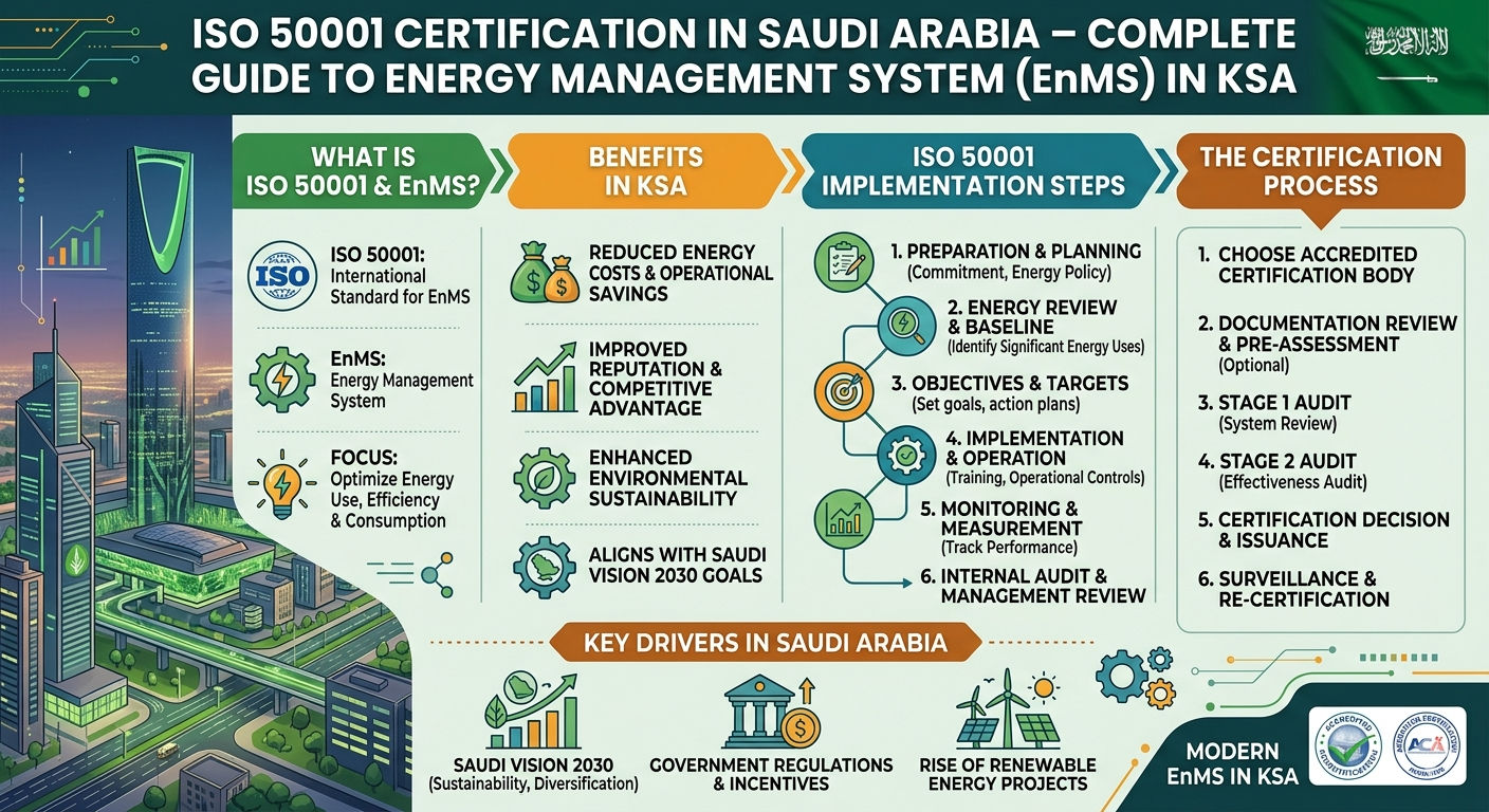 ISO 50001 Certification in Saudi Arabia – Complete Guide to Energy Management System (EnMS) in KSA