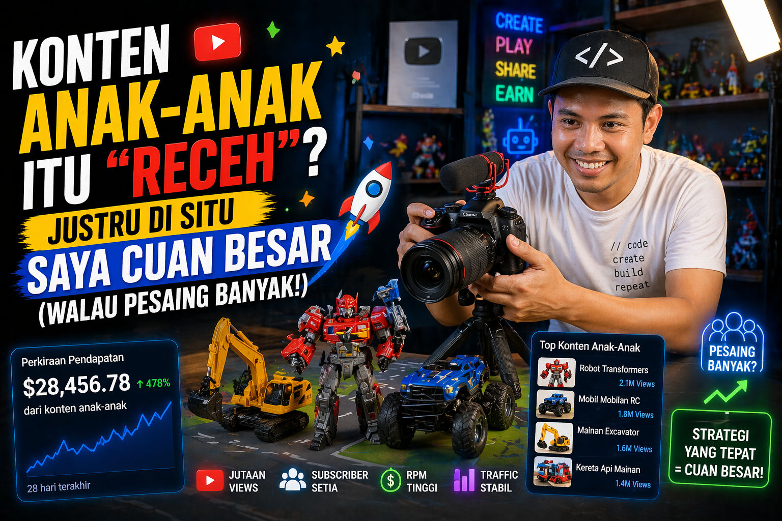 Konten Anak-Anak Itu “Receh”? Justru di Situ Saya Cuan Besar (Walau Pesaing Banyak!)
