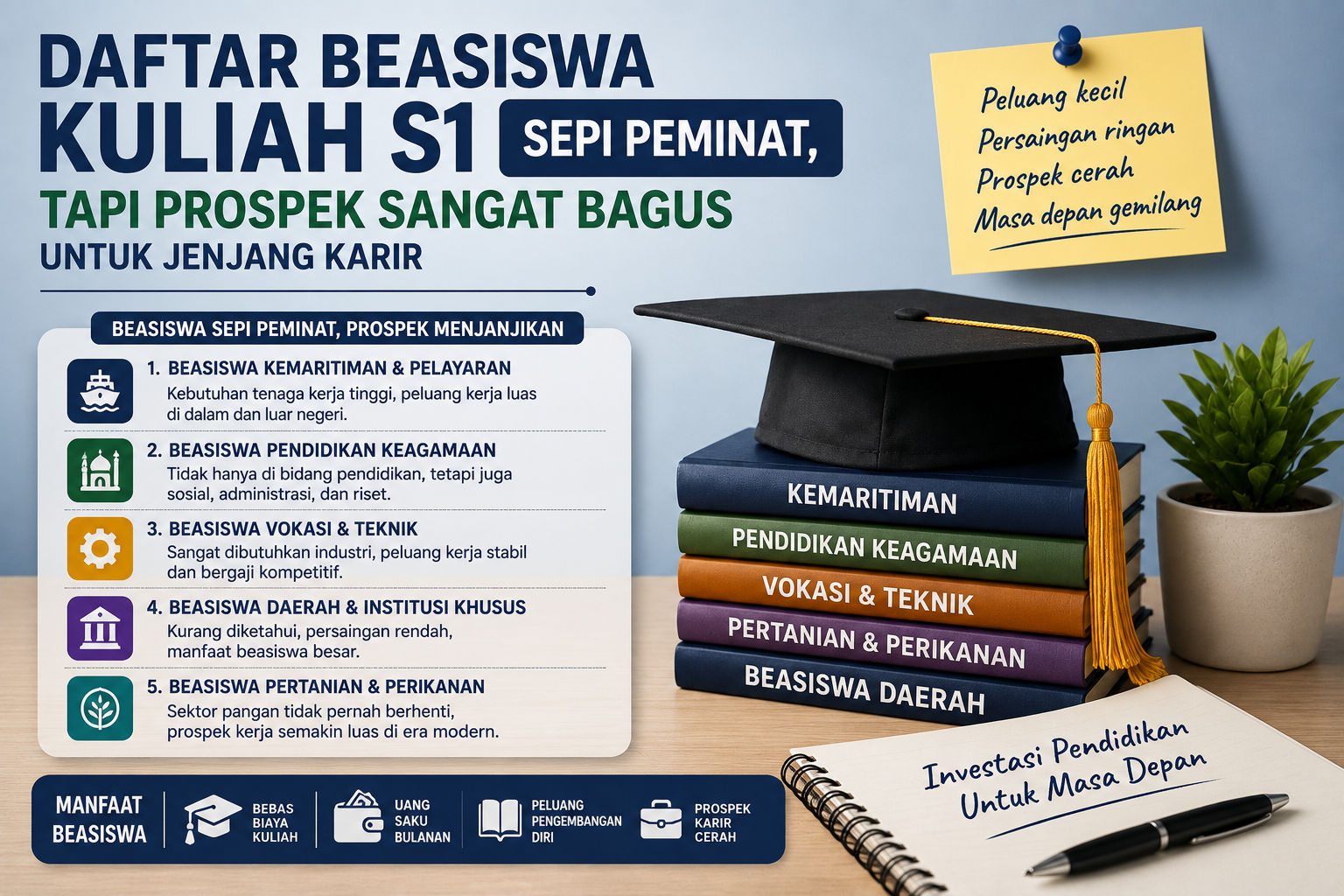 Daftar Beasiswa Kuliah S1 yang Sepi Peminat, Tapi Punya Prospek Karier Sangat Menjanjikan