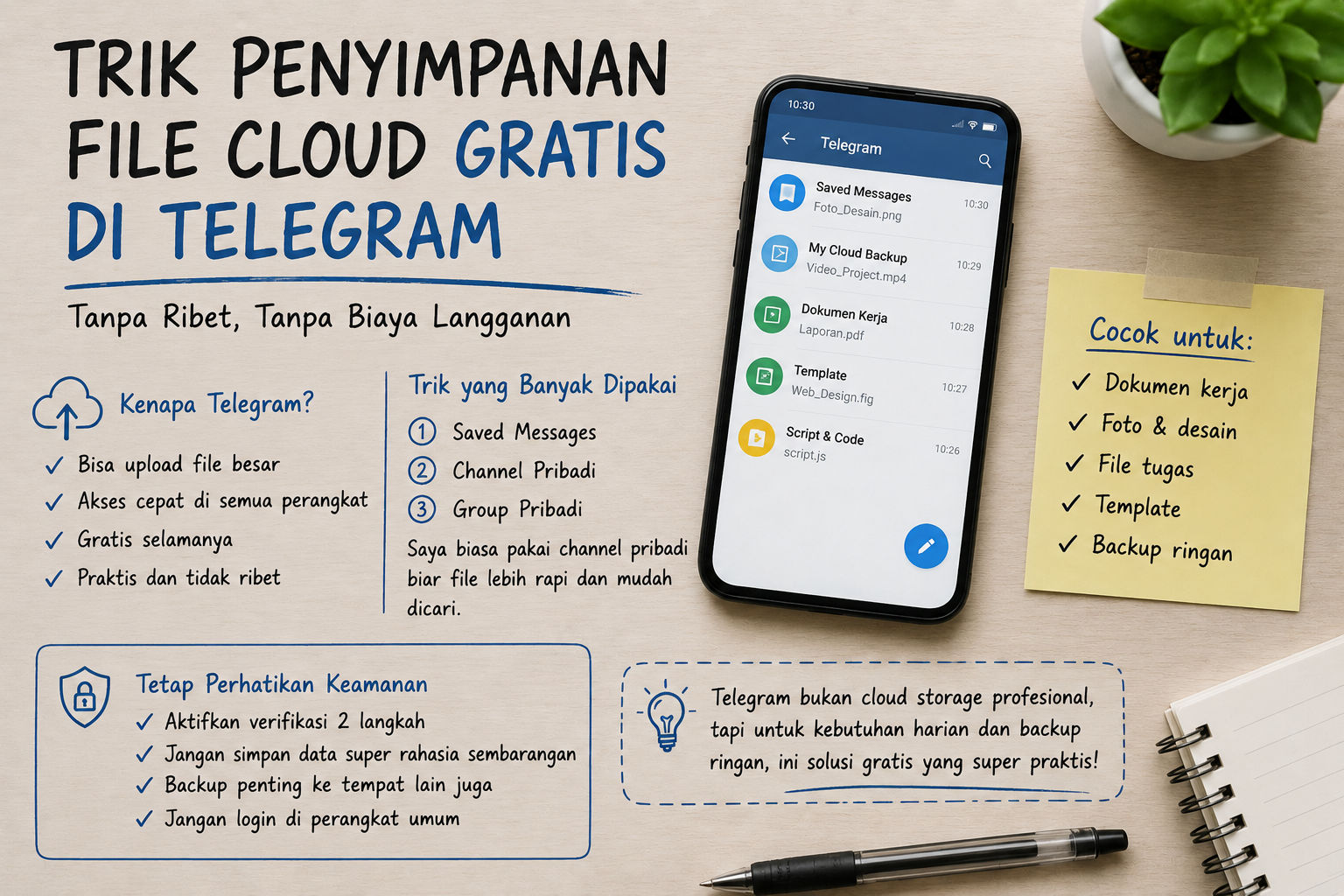 Trik Menyimpan File Cloud Gratis di Telegram, Praktis Tanpa Ribet Biaya Langganan