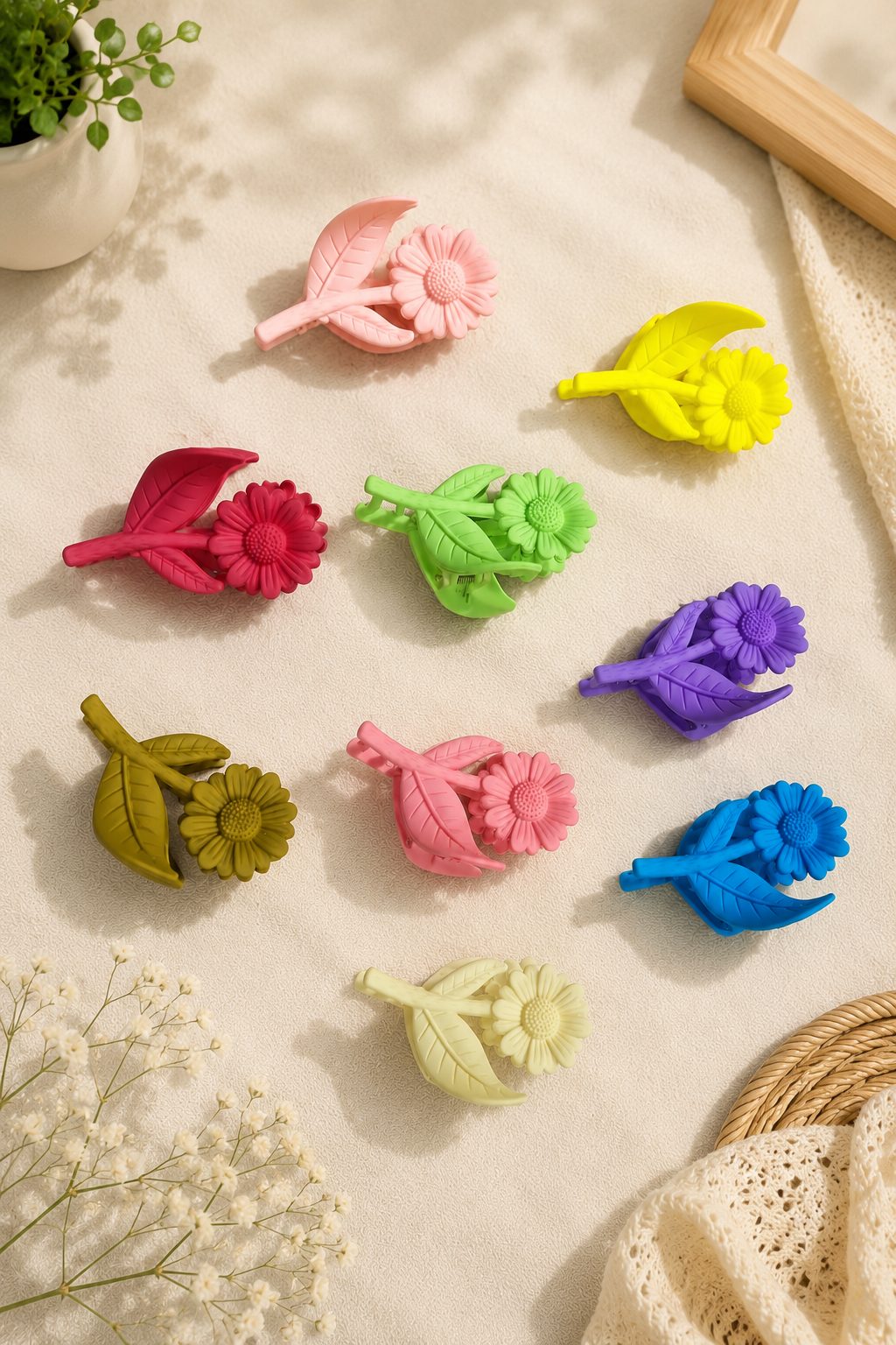 Floral claw clips