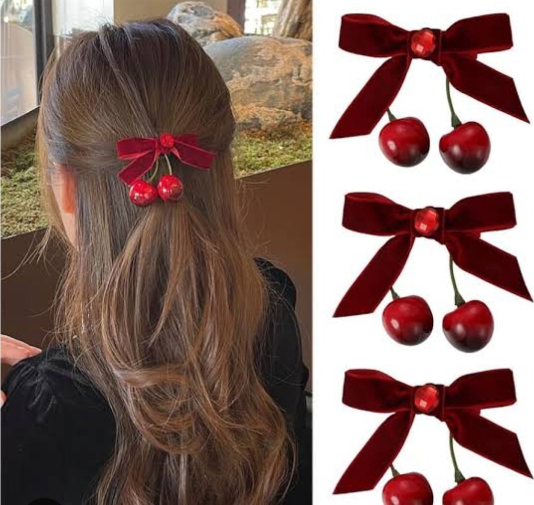 Cherry Bow Hair Clip