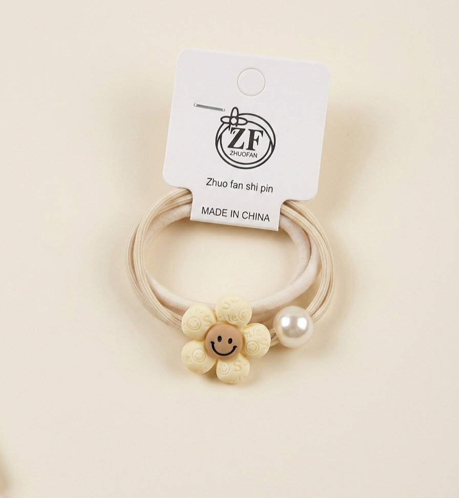Korean Style 3pc smiley hair tie