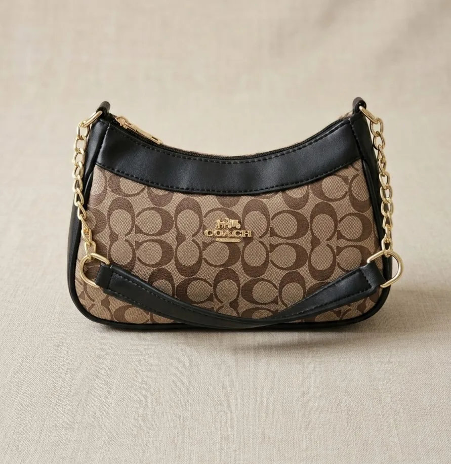 Coach-Style Signature Shoulder Handbag