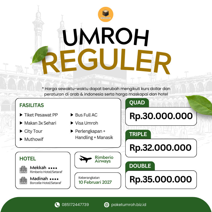 Biaya Umroh September 2028 Lumajang Dengan Fasilitas All-Inclusive
