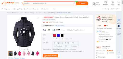 Alibaba Clothing Product