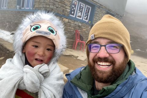 hiker nepali child selfie