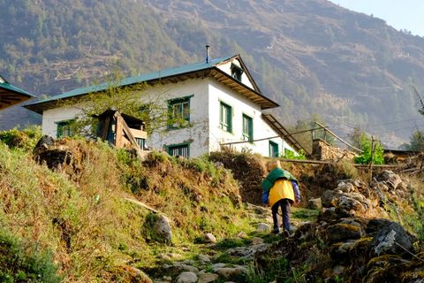 rural village houses on mountainside