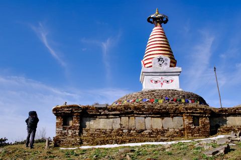 tibetan stupa tower blue sky