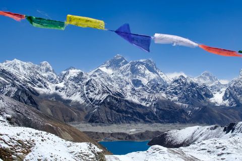 gokyo lake mount everest prayer flags