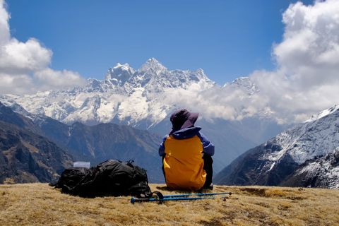 hiker sitting alone