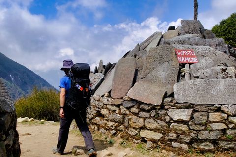 hiker towards namche bazaar