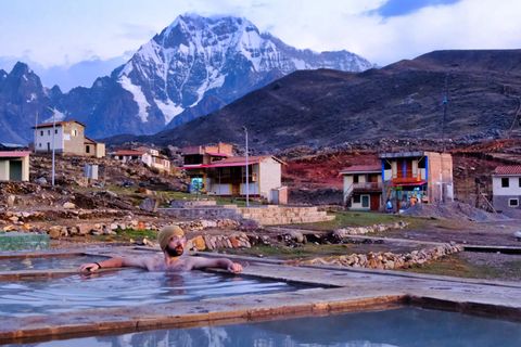 person enjoying pacchanta hot springs