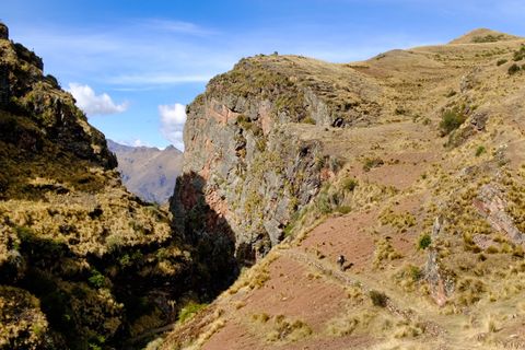 hiker ascending into gorge