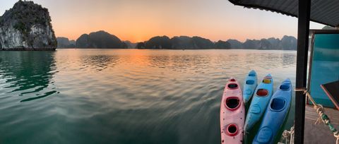 kayaks sunset in lan ha bay