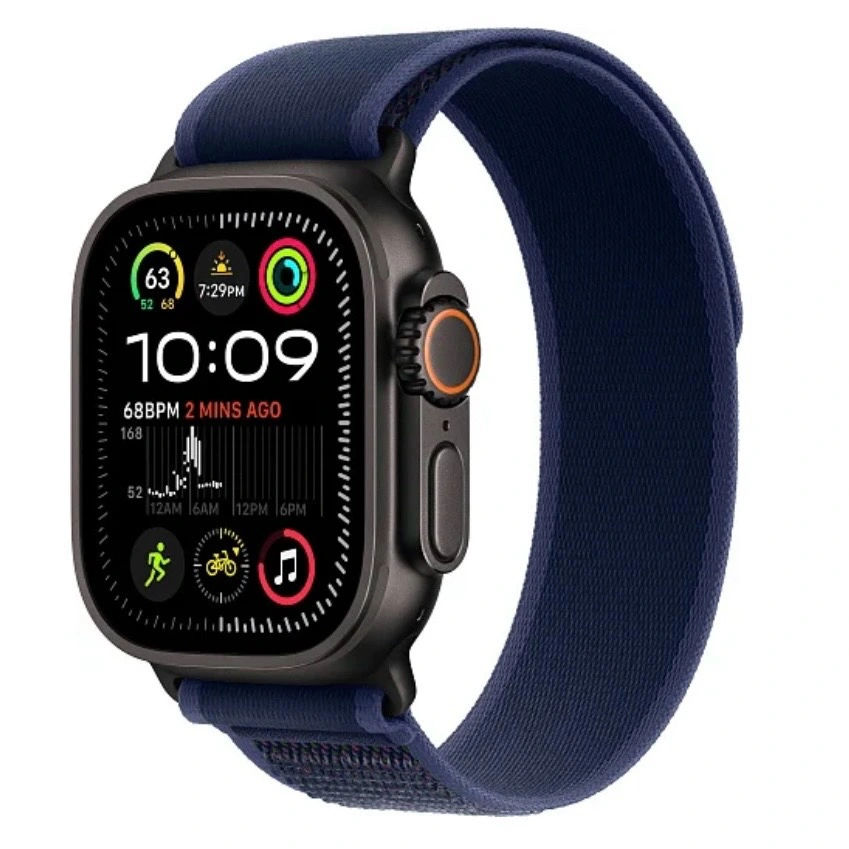 Apple Watch Ultra 2 2024 49 мм, корпус из черного титана, ремешок Trail синего цвета, размер M/L, фото 1