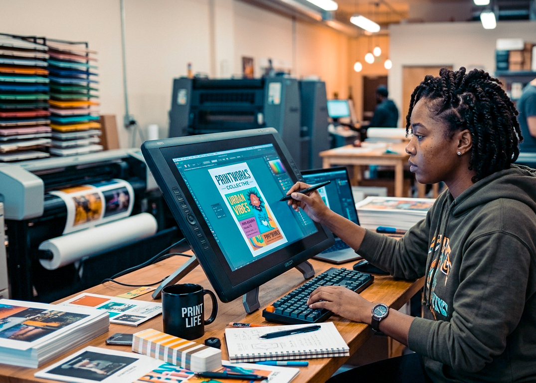 Graphic design workspace
