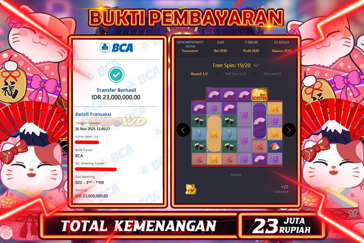 INDOWD JACKPOT SLOT LUCKY NEKO Rp23.000.000,- LUNAS