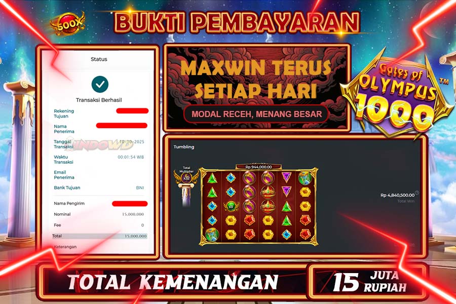 INDOWD JACKPOT SLOT GATES OF OLYMPUS SUPER Rp13.00.000,- LUNAS