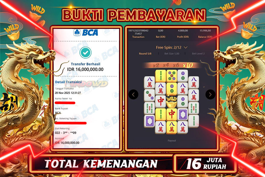 INDOWD JACKPOT SLOT MAHJONG WAYS 2 Rp16.000.000,- LUNAS