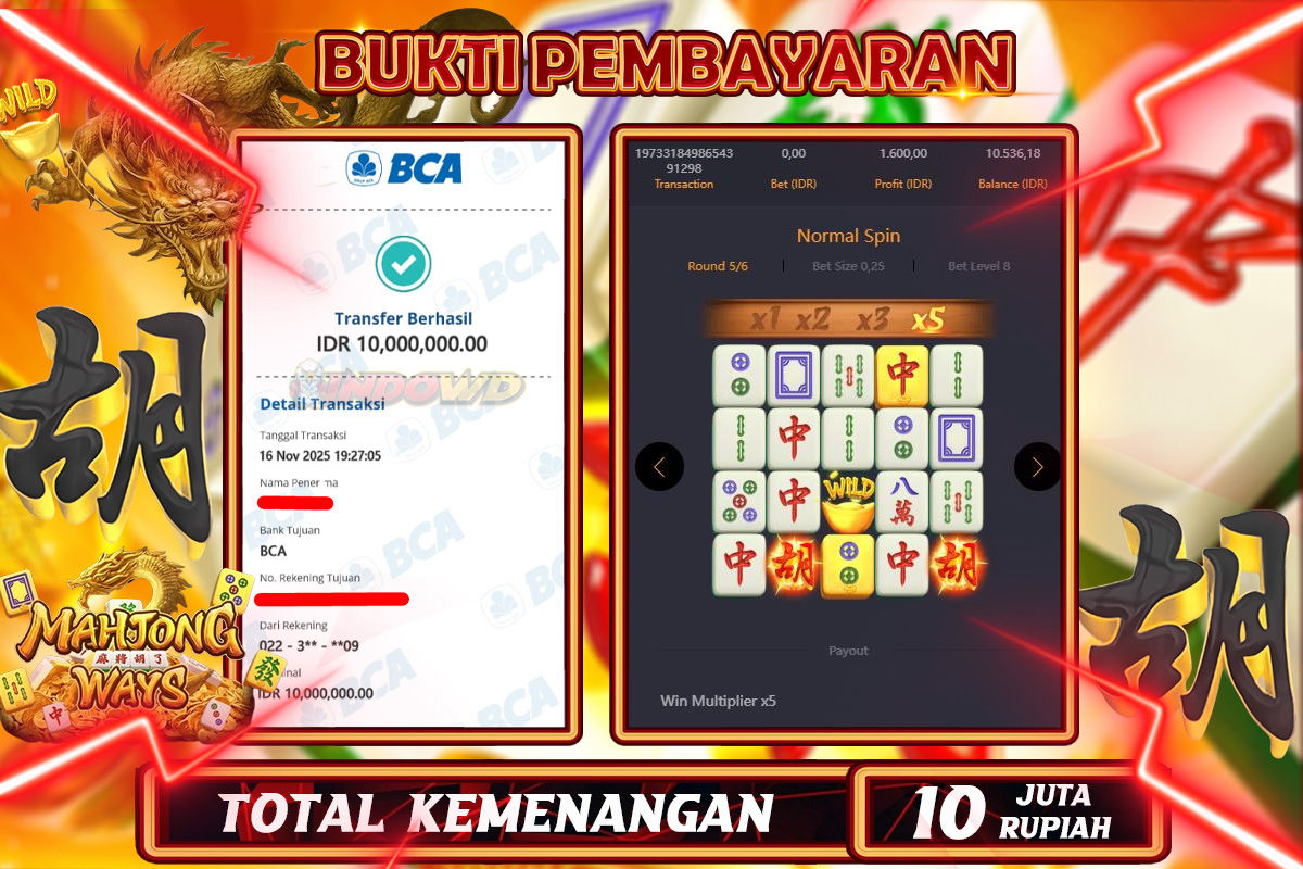 INDOWD JACKPOT SLOT MAHJONG WAYS 1 Rp10.000.000,- LUNAS