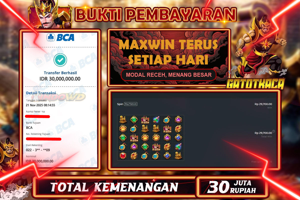 INDOWD JACKPOT SLOT GATE OF GATOTKACA Rp30.000.000,- LUNAS