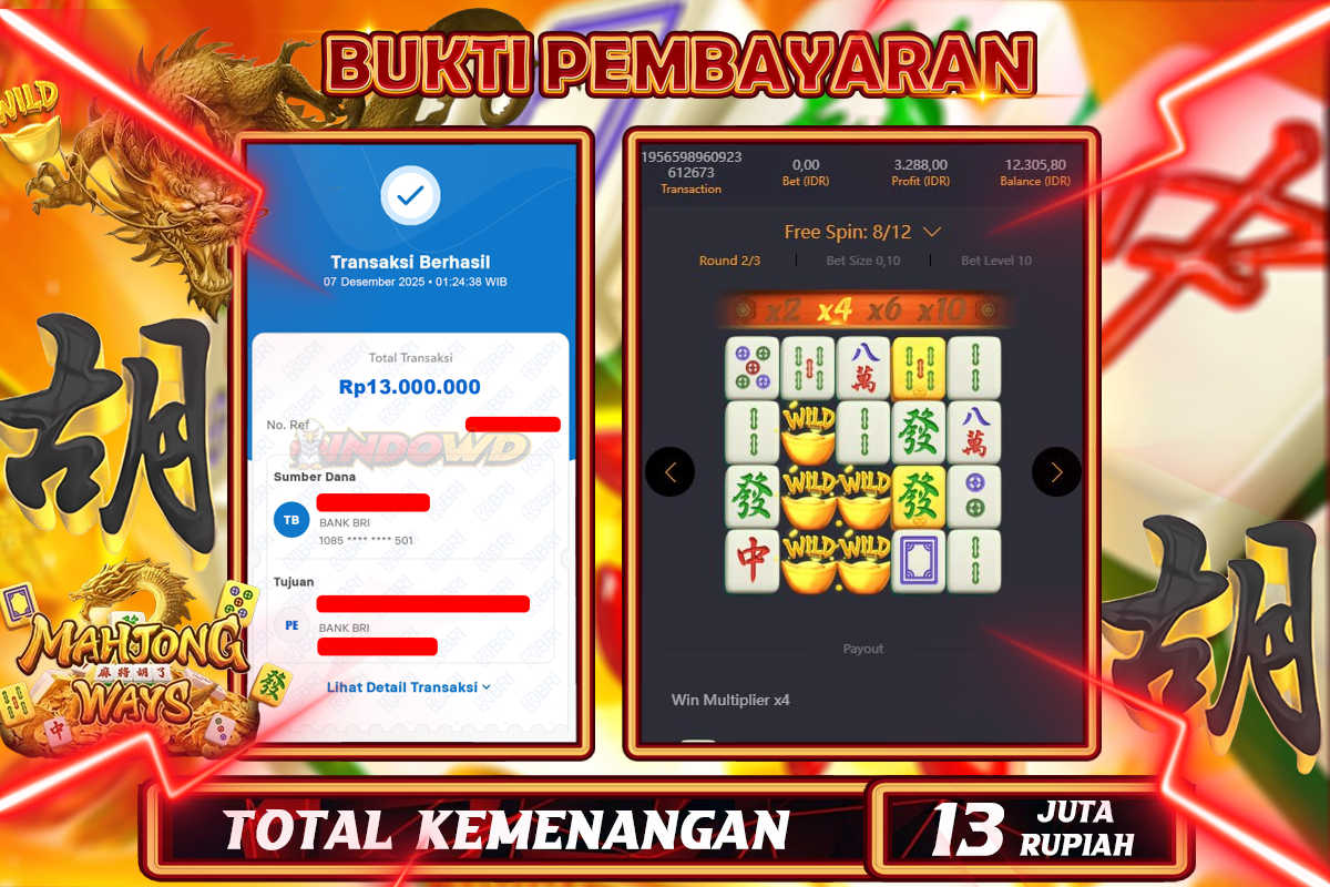 INDOWD JACKPOT SLOT MAHJONG WAYS 1 SCATTER Rp 13.000.000,- LUNAS
