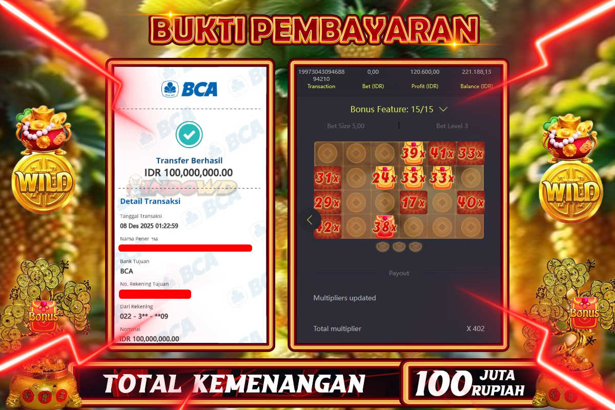 INDOWD JACKPOT SLOT PROSPERITY FORTUNE TREE Rp 100.000.000,- LUNAS