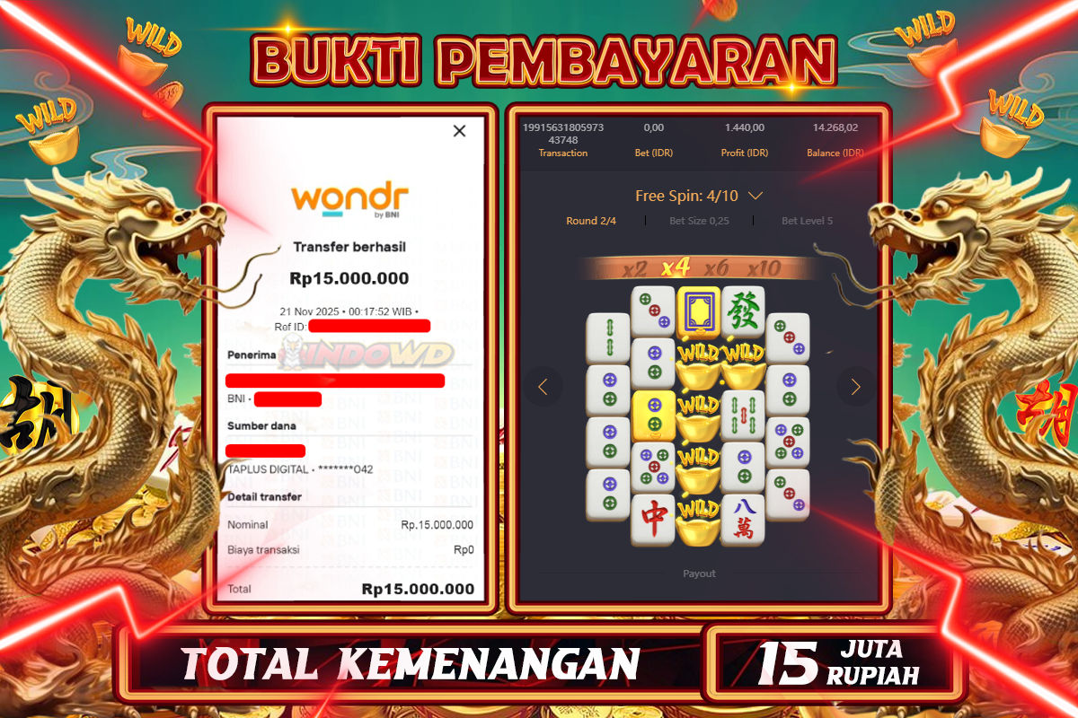 INDOWD JACKPOT SLOT MAHJONG WAYS 2 Rp15.000.000,- LUNAS